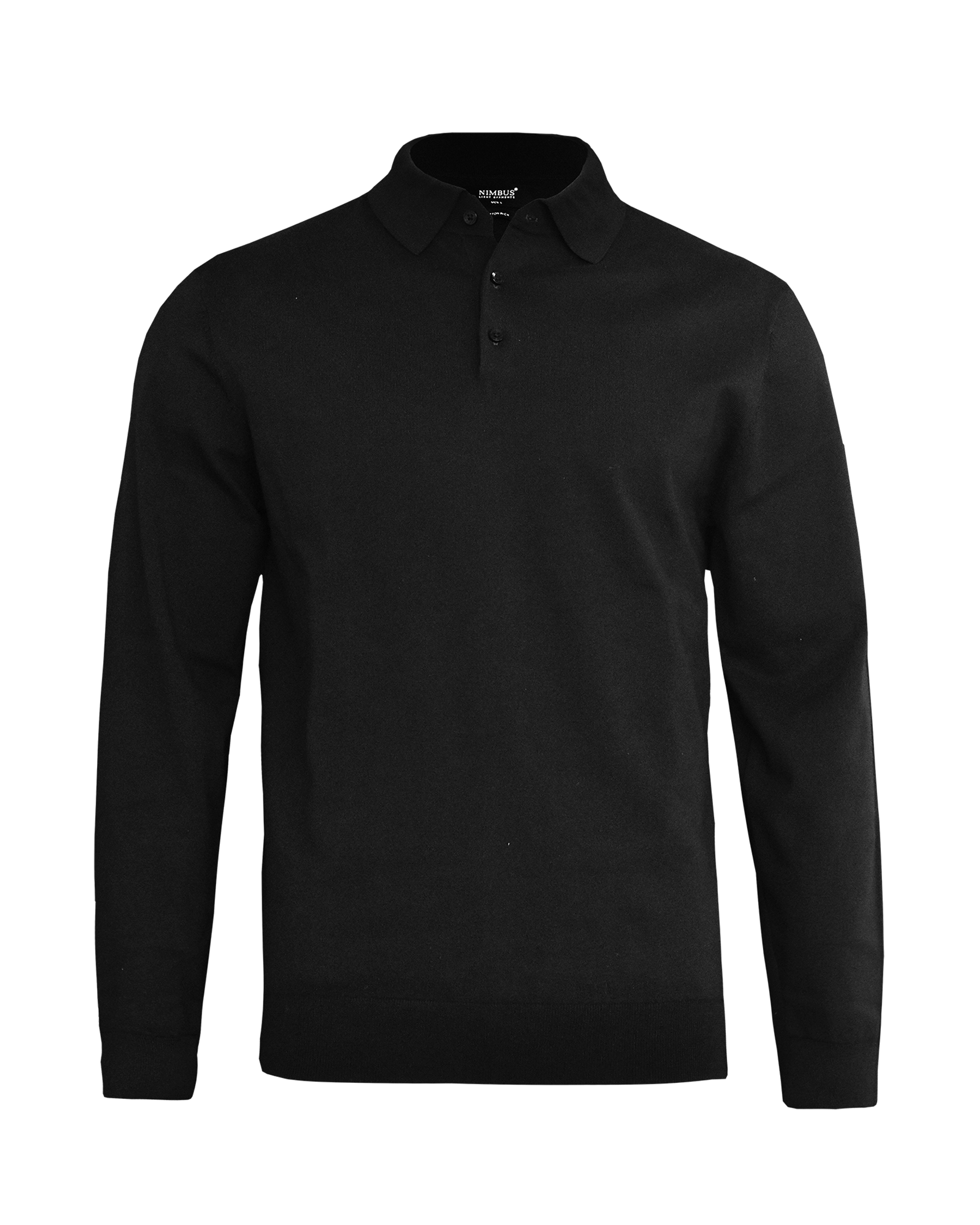 NIMBUS Brighton Long Sleeve Polo Herren – Black (Front)